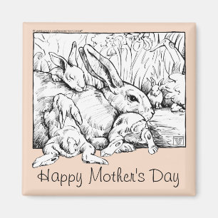 Imán Naranja: Familia conejo feliz día de la madre