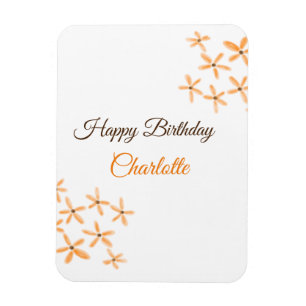 Imán Naranja flor marrón feliz cumpleaños agregar nombr