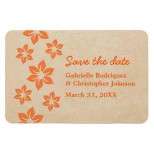 Imán Naranja Floral Tropical Save the Date Magnet