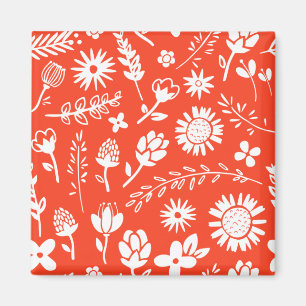 Imán Naranja Flores de verano soleadas y florecientes