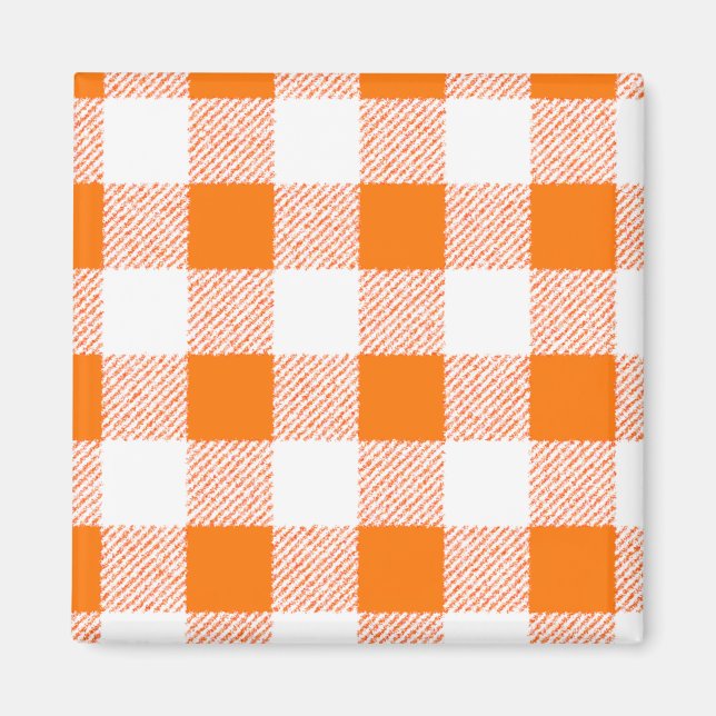 Imán Naranja Gingham Check Pattern (Frente)