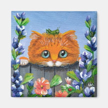 Naranja gracioso Tabby Cat Flores Creacionarts