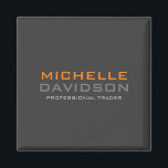 Imán Naranja Gris moderno Texto negrita Nombre Minimali<br><div class="desc">Diseños modernos y sencillos Minimalistas. Todos son simples,  atractivos,  únicos.</div>