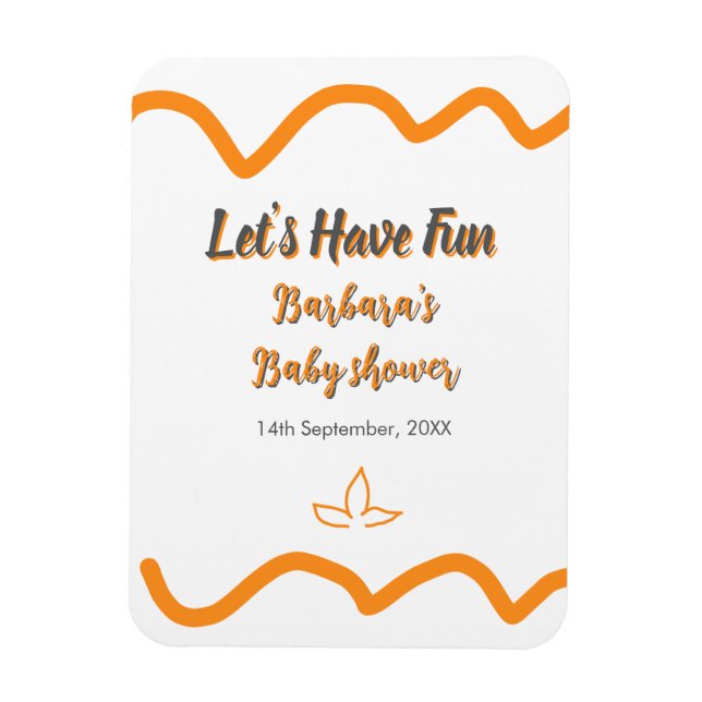 Imán Naranja gris retro español baby ducha boho moderno (Vertical)