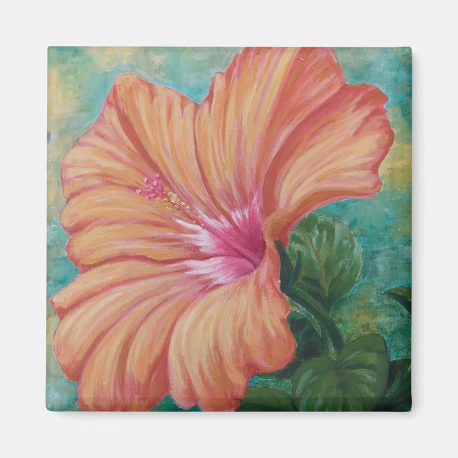 Imán Naranja Hibiscus Magnet (Frente)