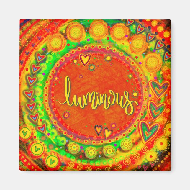 Imán Naranja Luminoso Corazón Floral Inespiritualidad M (Frente)