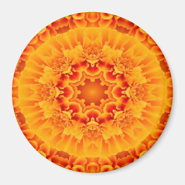 Imán Naranja Marigold Mandala (Frente)