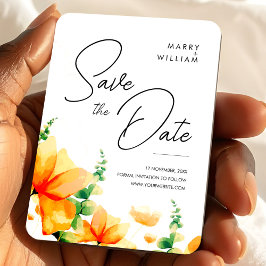 Imán Naranja Moderno Elegante Compromiso de Boda Guarda