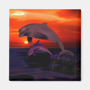 Imán Naranja oceánica de delfines saltando náuticos