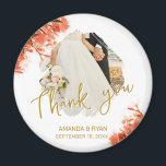 Imán Naranja Oleander Flowers Foto Gracias Boda<br><div class="desc">Naranja Oleander Flowers Foto Gracias imán Boda. Imán boda de fotos con foto de boda,  nombres de novias y novios y fecha de boda. Personalice la foto de su boda y otros detalles. Un imán de agradecimiento elegante y florido - ideal como regalo para los huéspedes bodas.</div>