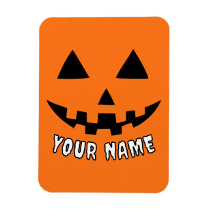 Imán Naranja personalizado Calabaza Halloween su nombre