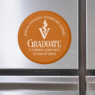 Imán Naranja personalizado Graduación en la Escuela Vet