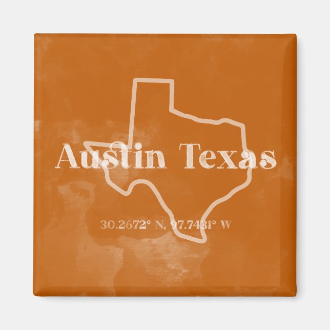Imán Naranja quemado Austin Texas Magnet (Frente)