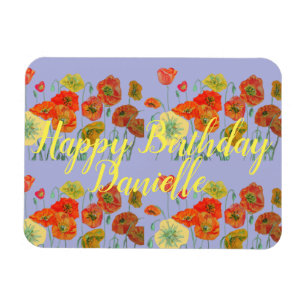 Imán Naranja Red Poppy Purple Happy Birday Ladies