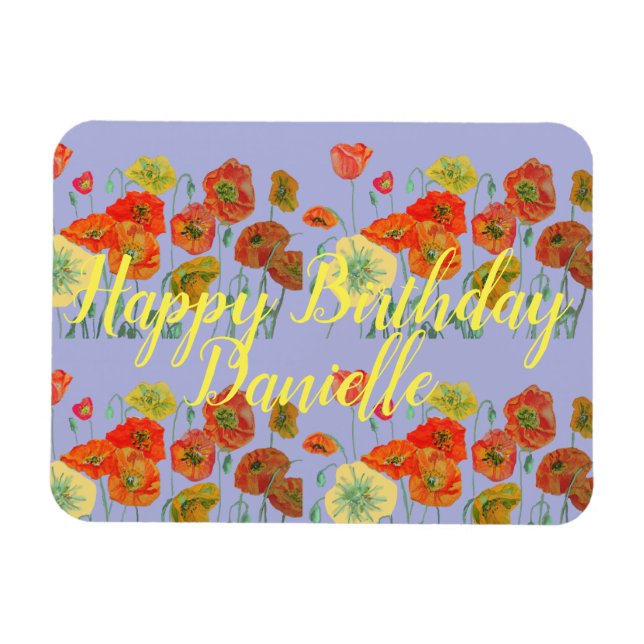 Imán Naranja Red Poppy Purple Happy Birday Ladies (Horizontal)