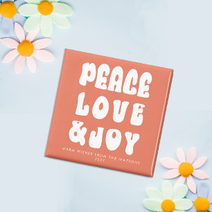 Imán Naranja Retro Groovy Peace Love Joy Holiday