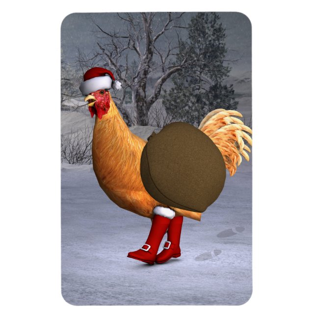 Imán Naranja Rooster Santa Claus (Vertical)