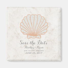 Imán Naranja Rustic Seashell Save the Date