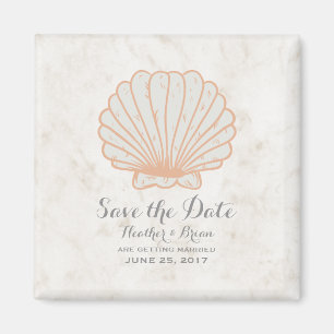 Imán Naranja Rustic Seashell Save the Date