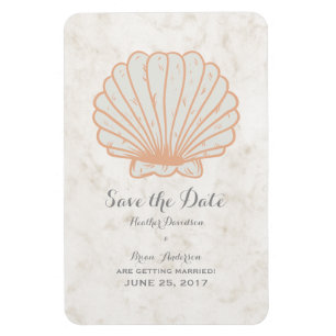 Imán Naranja Rustic Seashell Save the Date