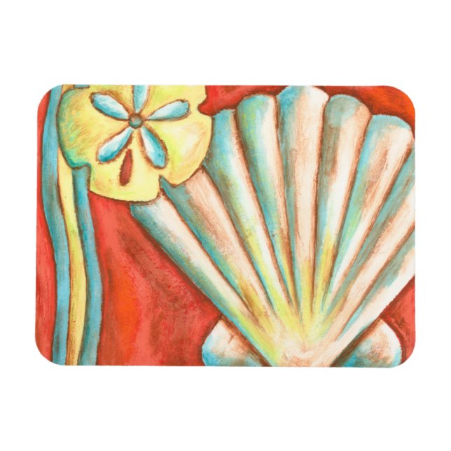 Imán Naranja Rústico Seashells (Horizontal)