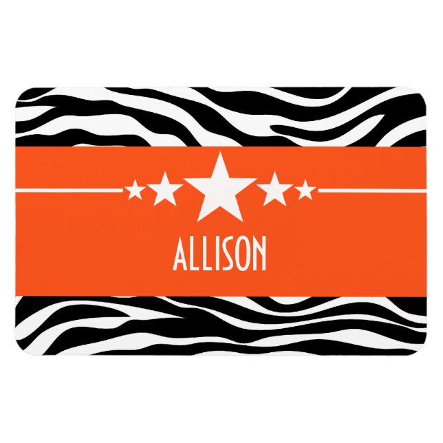 Imán Naranja Sassy Star Zebra Premium Magnet (Horizontal)
