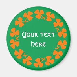 Imán Naranja Shamrock Border Add Text