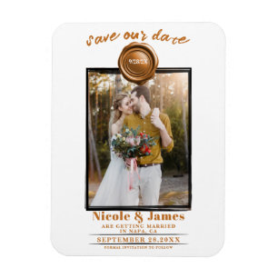 Imán Naranja Spice Wax Seal Photo Wedding Save the Date