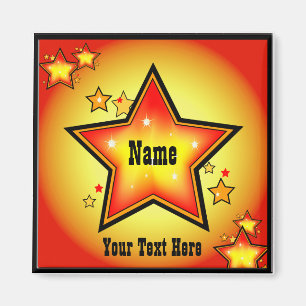 Imán Naranja Super Star Gold Personalizado Square