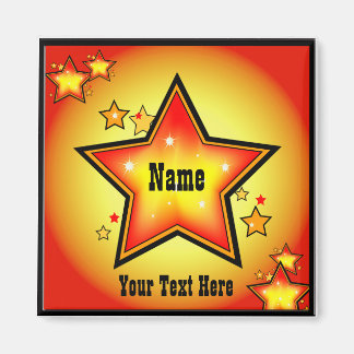 Imán Naranja Super Star Gold Personalizado Square