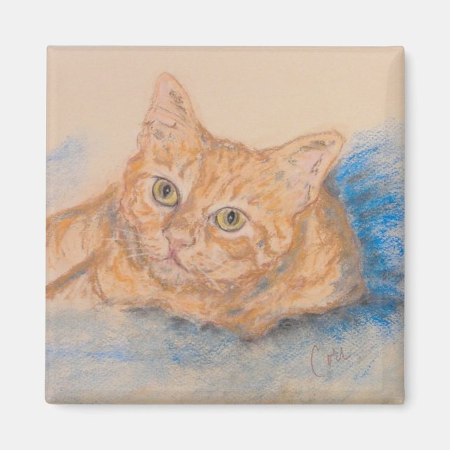 Imán Naranja Tabby Cat Art Magnet (Frente)