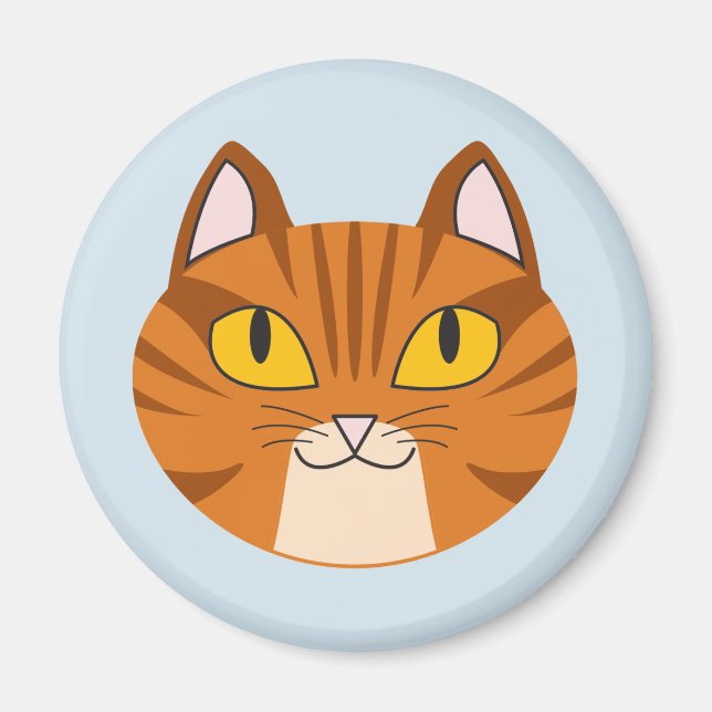 Imán Naranja Tabby Cat Round Magnet (Frente)