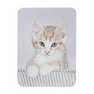 Imán Naranja Tabby Kitten Pintura - Arte Gato Original