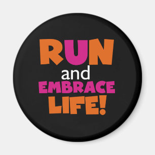 Imán Naranja Texto rosado Fitness Corriendo Maratón