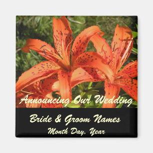 Imán Naranja Tiger Lilies Wedding Save the Date Magnet