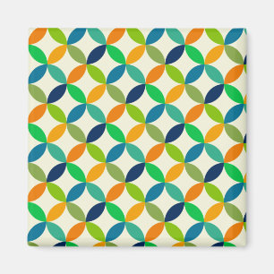 Imán Naranja verde azul Círculos de mediados de siglo