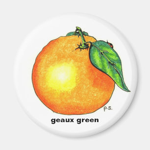 Imán Naranja, verde del geaux