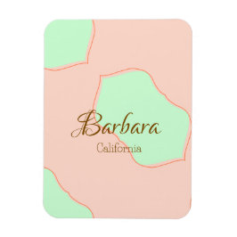 Imán Naranja verde pastel boho añadir nombre lugar rúst