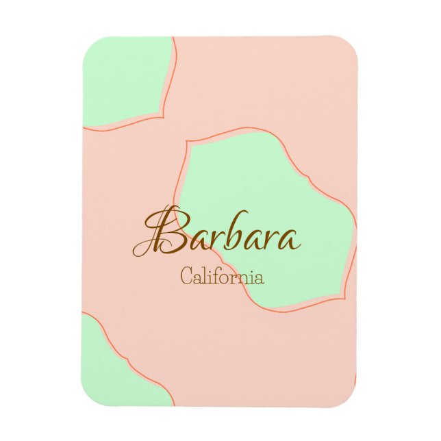 Imán Naranja verde pastel boho añadir nombre lugar rúst (Vertical)