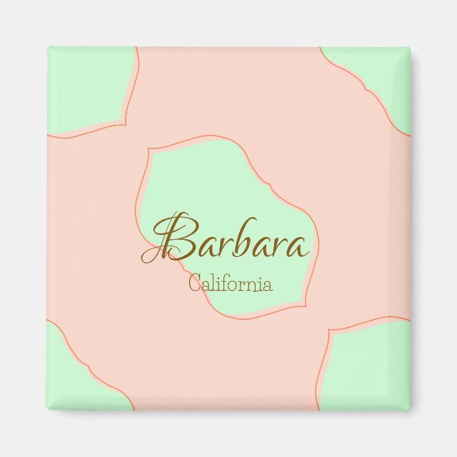 Imán Naranja verde pastel boho añadir nombre lugar rúst (Frente)