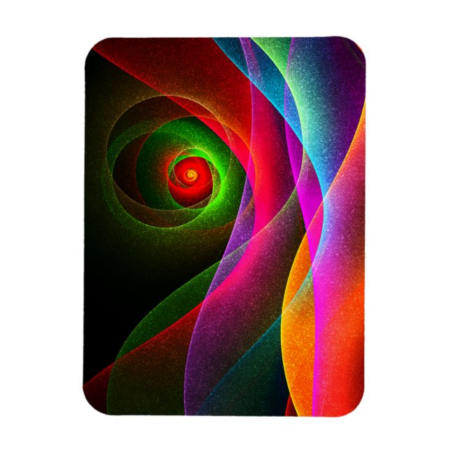 Imán Naranja Verde Rojo Patrón de arte abstracto modern (Vertical)