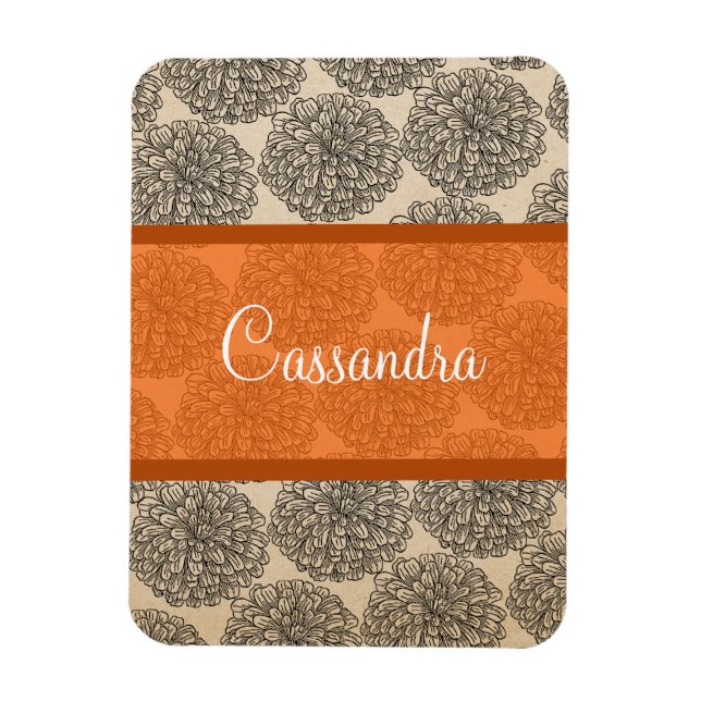 Imán Naranja Vintage Zinnia Premium Magnet (Vertical)