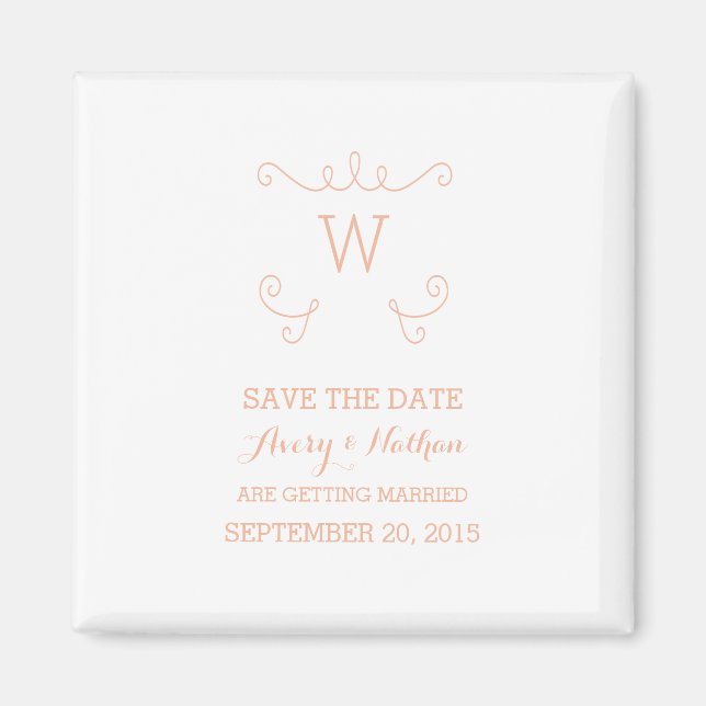 Imán Naranja Whimsical Flourish Save the Date Magnet (Frente)