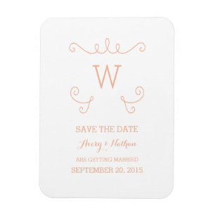 Imán Naranja Whimsical Flourish Save the Date Magnet