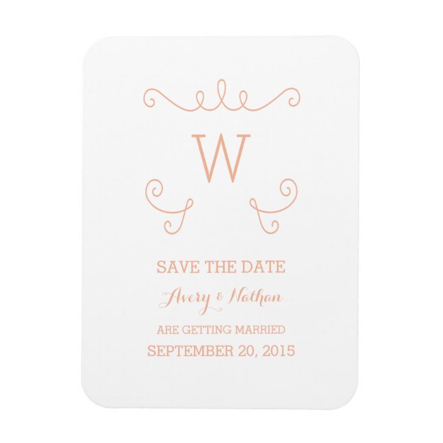 Imán Naranja Whimsical Flourish Save the Date Magnet (Vertical)