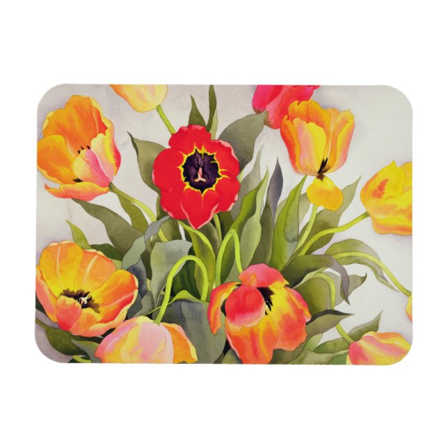 Imán Naranja y tulipanes rojos (Horizontal)