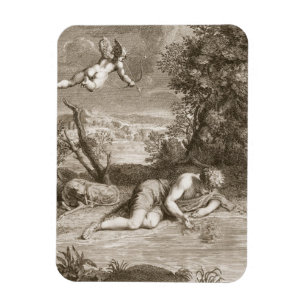 Imán Narciso transformado en una flor, 1730 (engravi