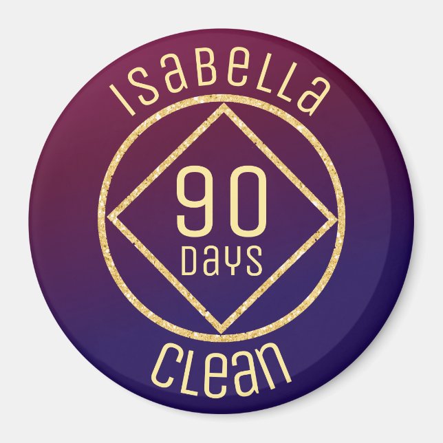 Imán Narcóticos de NA personalizados Tiempo limpio anón (Frente)