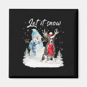Imán Nariz azul Pitbull Santa Dog Navidades Snowman Xma