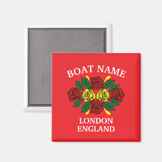 Imán Narrowboat Rosas Rojas Nombre de Barco Arte Folcló
